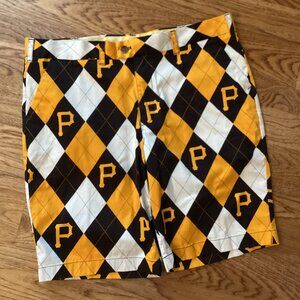 Loudmouth MLB Pittsburgh Pirates Men's Argyle Golf Shorts Size 38 BASEBALL FAN